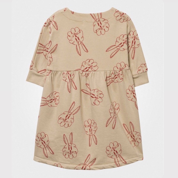 Bobo Choses Fleece Bunnies Dress - Sand/Red - Size 18/24M - Picture 2 of 6